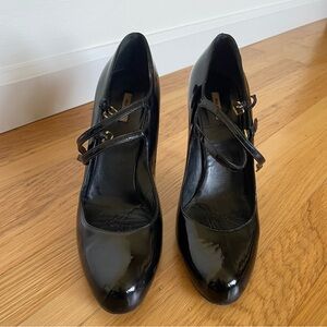 MIU MIU Black Patent Leather High Heel Mary Jane Shoes